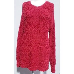 Zenana Red Popcorn Tunic Sweater Size Medium Long Length Soft Warmth
